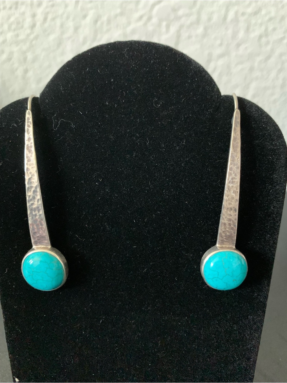 Silpada W2132 “Swan Dive” Turquoise Drop Bar Earrings .925 Silver